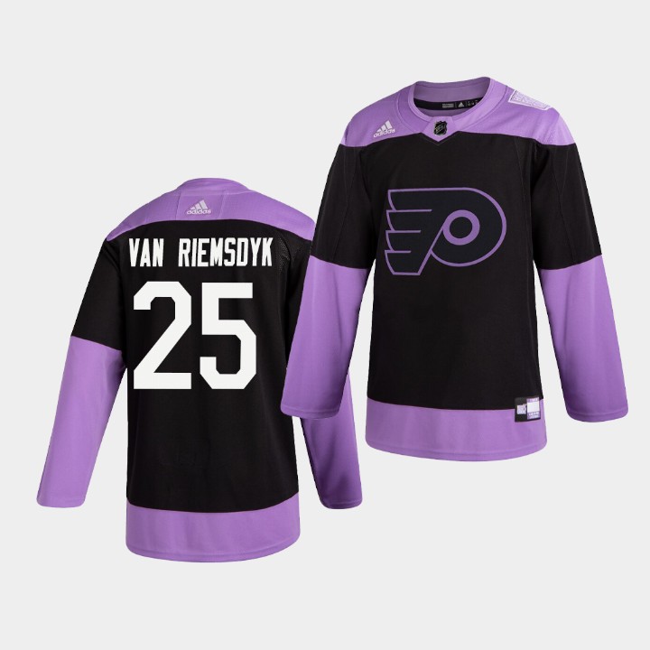 Mens Philadelphia Flyers #25 James van Riemsdyk adidas Practice Hockey Fights Cancer Jersey