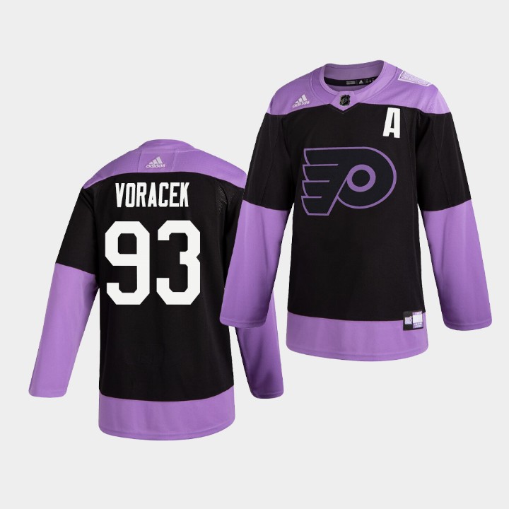 Mens Philadelphia Flyers #93 Jakub Voracek adidas Practice Hockey Fights Cancer Jersey