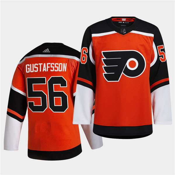 Mens Philadelphia Flyers #56 Erik Gustafsson adidas 2020-21 Reverse Retro Orange Jersey
