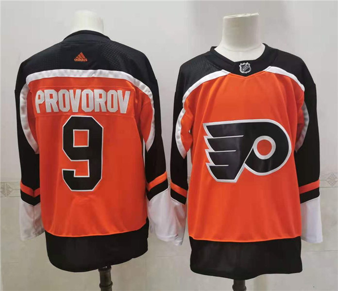 Mens Philadelphia Flyers #9 Ivan Provorov adidas 2020-21 Reverse Retro Orange Jersey