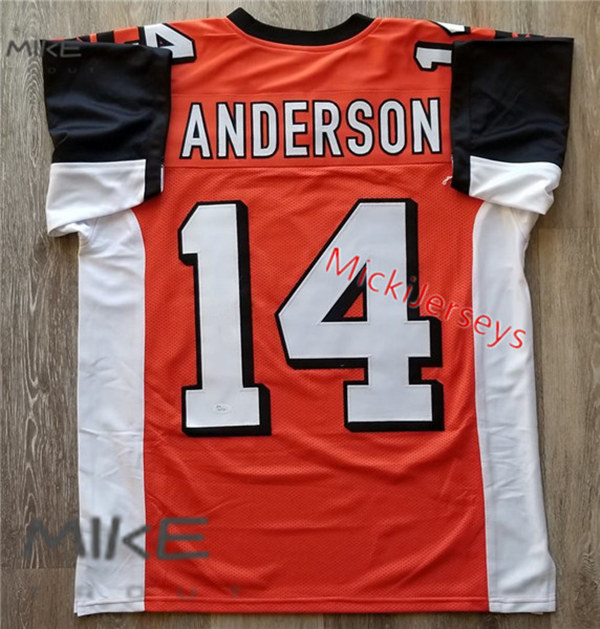 Mens Cincinnati Bengals #14 Ken Anderson Orange Mitchell & Ness  NFL Throwback Football Jersey