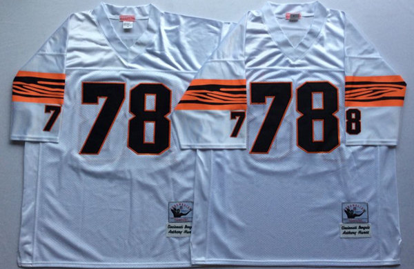 Mens Cincinnati Bengals #78 Anthony Munoz White Mitchell & Ness  NFL Throwback Football Jersey