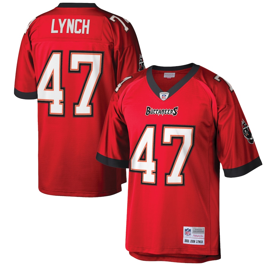Men's Tampa Bay Buccaneers #47 John Lynch Mitchell & Ness Red Retired Player Legacy Replica Jersey