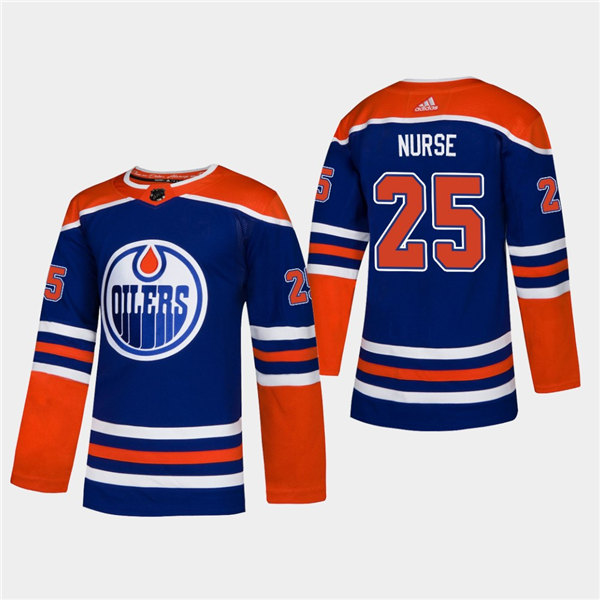 Men's Edmonton Oilers #25 Darnell Nurse Royal Adidas Authentic Player Alternate Jersey