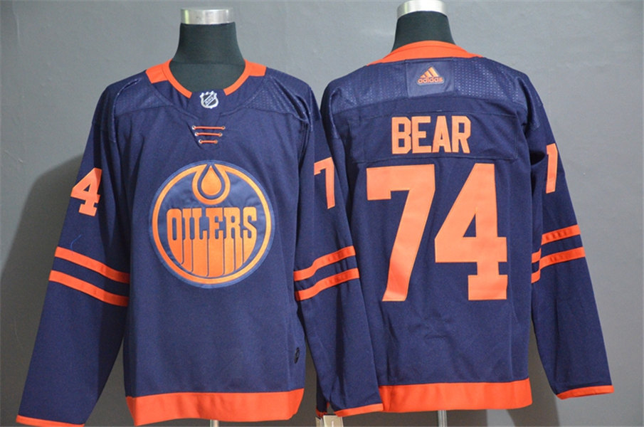 Men's Edmonton Oilers #74 Ethan Bear adidas Navy  Alternate Jersey