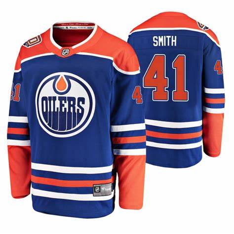 Men's Edmonton Oilers #41 Mike Smith adidas Royal  Alternate Jersey