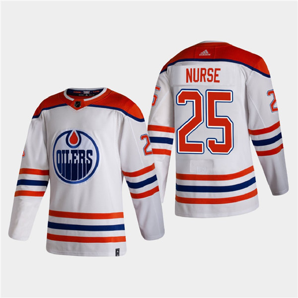 Men's Edmonton Oilers #25 Darnell Nurse 2021 Season Reverse Retro Authentic Special Edition White Jersey