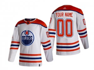 Men's Edmonton Oilers Custom adidas White 2021 Season Reverse Retro Jersey