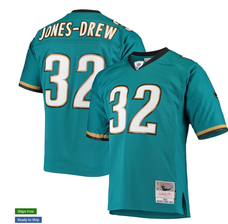 Men's 2008 Jacksonville Jaguars #32 Maurice Jones-Drew Mitchell & Ness Teal NFL Throwback Football Jersey