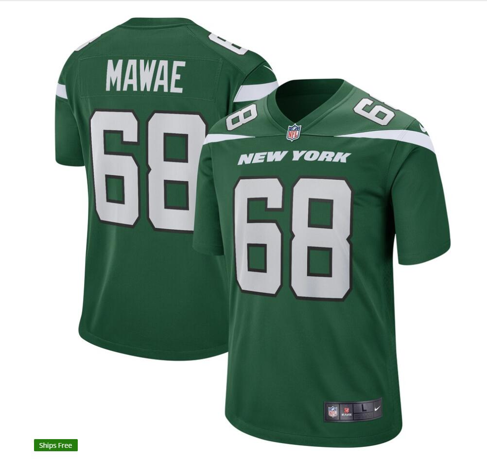 Men's New York Jets #68 Kevin Mawae Nike Gotham Green Game Retired Player Jersey