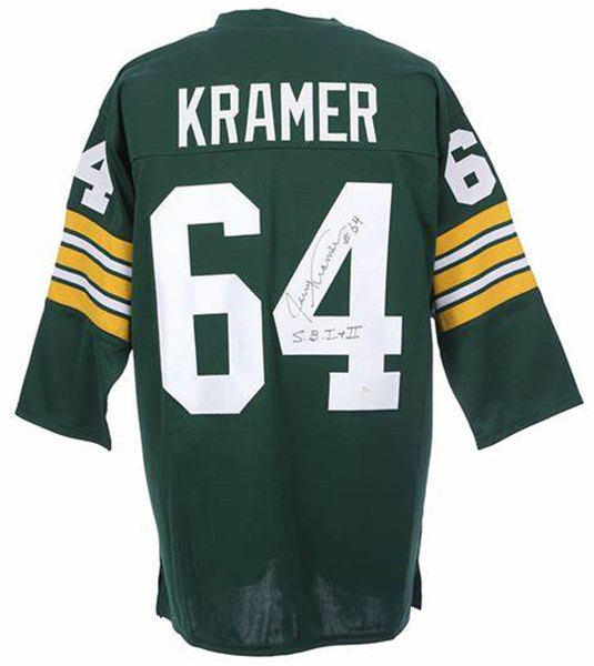 Men's Green Bay Packers #64 Jerry Kramer Long-Sleeved Mitchell & Ness Green Retired Player Vintage Football Jersey