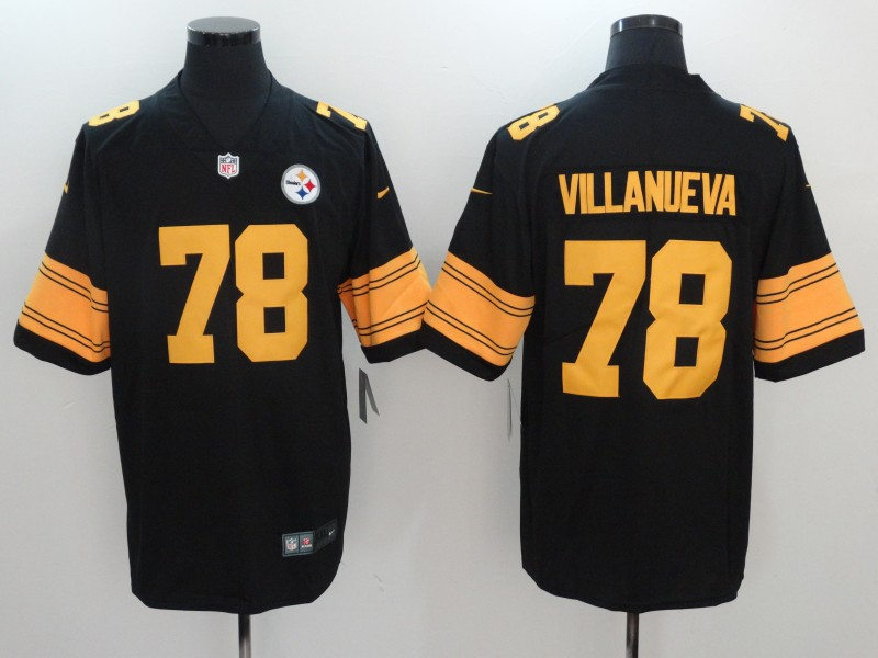 Men's Pittsburgh Steelers #78  Alejandro Villanueva Nike Black Vapor Untouchable Elite Color Rush Jersey
