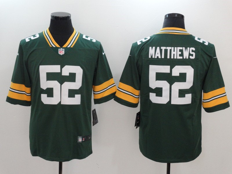 Mens Green Bay Packers Retired Player #52 Clay Matthews Player Nike Green Game Football Jersey