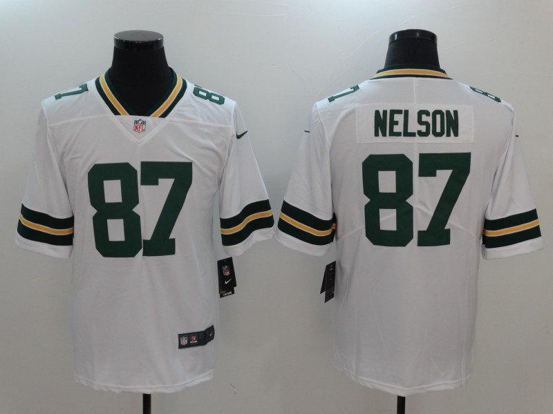 Mens Green Bay Packers Retired Player #87 Jordy Nelson Player Nike White Game Football Jersey