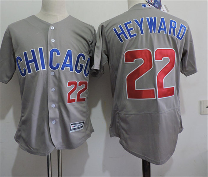 Mens Chicago Cubs #22 Jason Heyward  Majestic Grey Flex Base Player Jersey