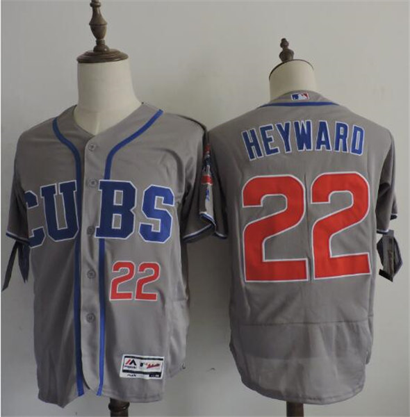 Mens Chicago Cubs #22 Jason Heyward  Majestic Grey Cubs Flex Base Player Jersey