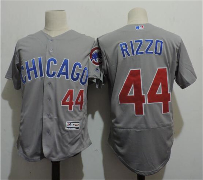 Mens Chicago Cubs #44 Anthony Rizzo  Majestic Grey Flex Base Player Jersey