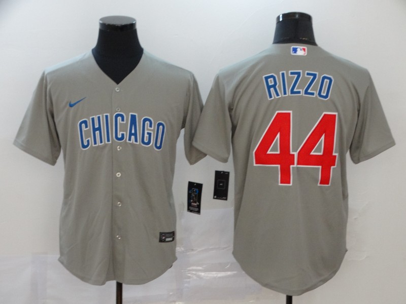 Mens Chicago Cubs #44 Anthony Rizzo Nike Gray Road Cool Base Player Baseball Jersey
