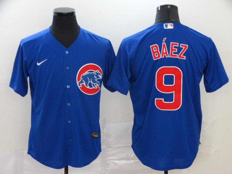 Mens Chicago Cubs #9 Javier Baez Nike Royal Alternate Cool Base Player Baseball Jersey