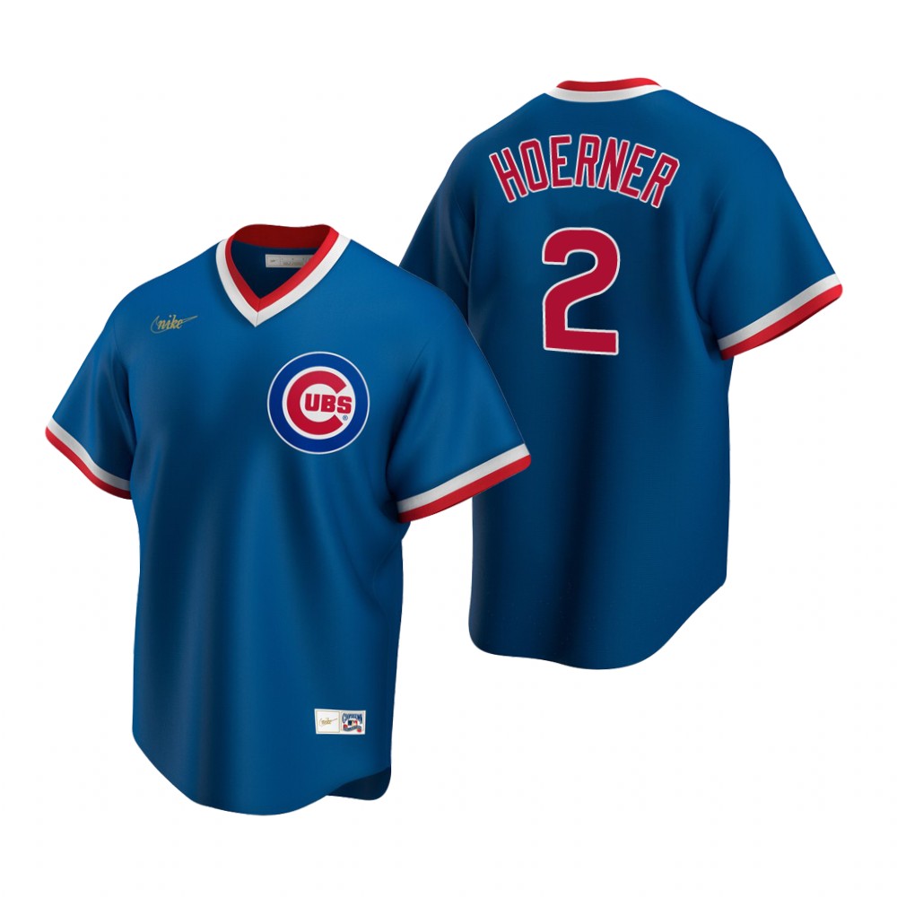 Men's Chicago Cubs Nico Hoerner Nike Royal Cooperstown Collection Road Jersey