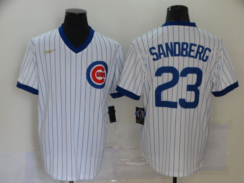 Men's Chicago Cubs Retired Player #23 Ryne Sandberg Nike White Pullover Cooperstown Baseball Jersey