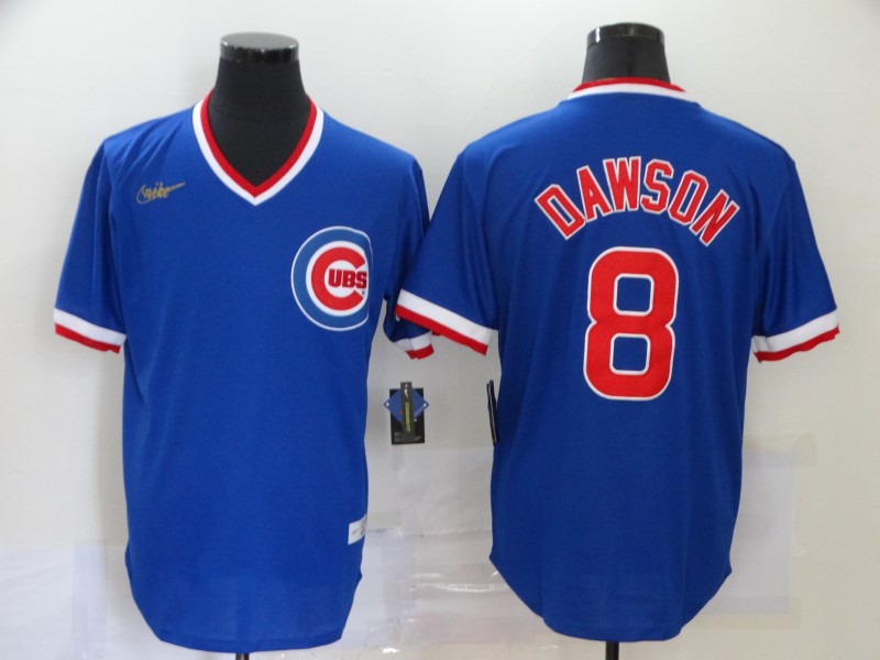 Men's Chicago Cubs Retired Player #8 Andre Dawson Nike Royal Blue Pullover Cooperstown Baseball Jersey