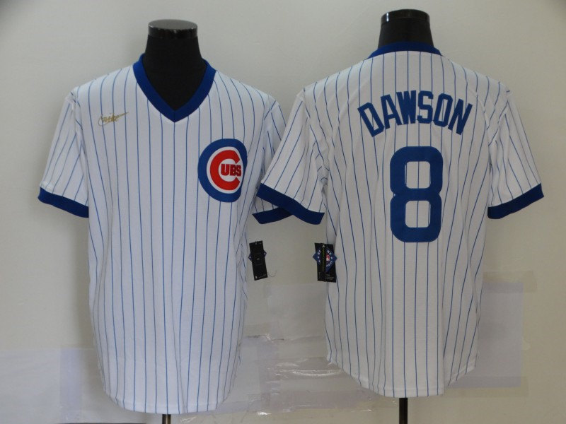 Men's Chicago Cubs Retired Player #8 Andre Dawson Nike White Pullover Cooperstown Baseball Jersey