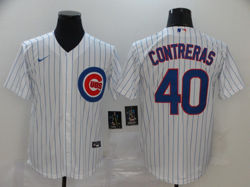 Mens Chicago Cubs #40 Willson Contreras Nike White Cool Base Player Baseball Jersey