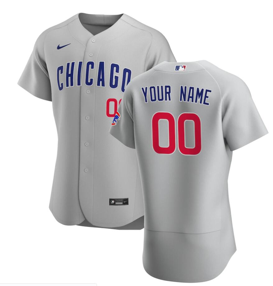 Men's Chicago Cubs Custom Nike Gray Road Flex Base Baseball Jersey