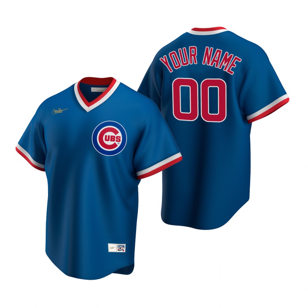 Men's Chicago Cubs Custom Nike Royal Cooperstown Collection Road Jersey