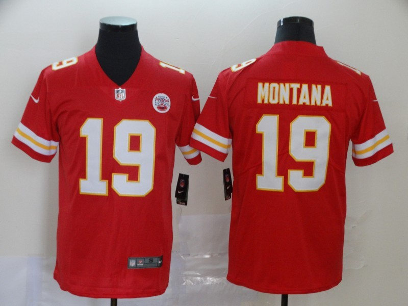Men's Kansas City Chiefs Retired Player #19 Joe Montana Nike Red Game Player Football Jersey 