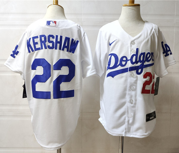 Youth Los Angeles Dodgers #22 Clayton Kershaw Nike White Cool Base Baseball Jersey