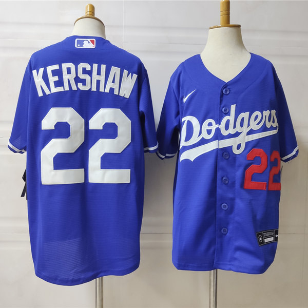 Youth Los Angeles Dodgers #22 Clayton Kershaw Nike Blue Cool Base Baseball Jersey