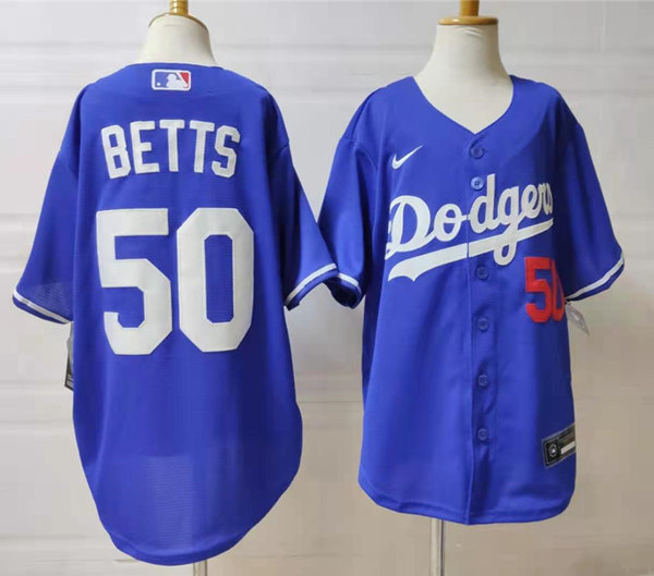 Youth Los Angeles Dodgers #50 Mookie Betts Nike Blue Cool Base Baseball Jersey