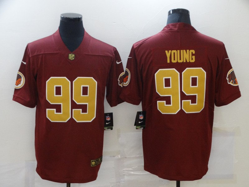 Mens Washington Football Team #99 Chase Young Nike Burgundy Gold Alternate Vapor Limited Jersey