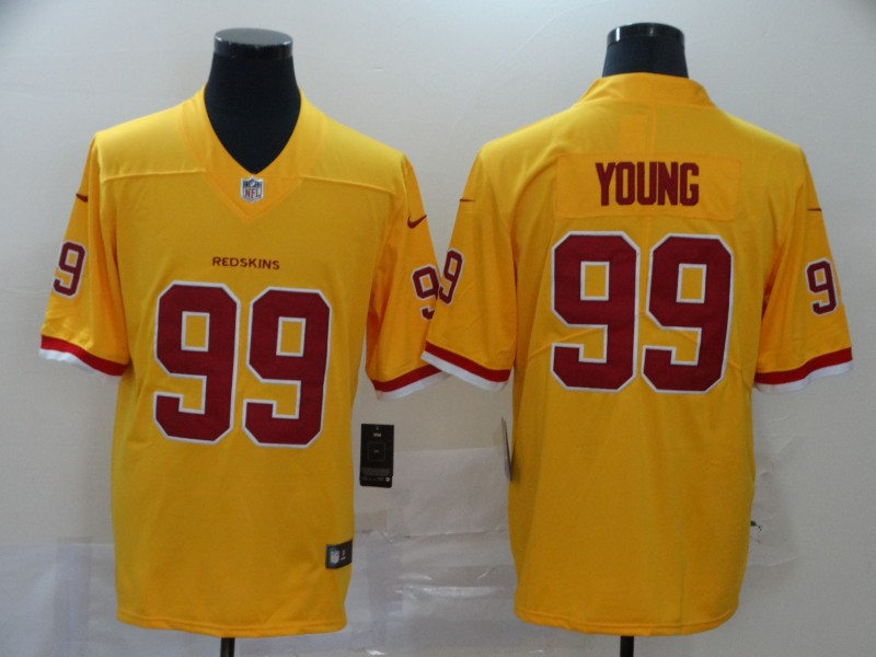 Mens Washington Football Team #99 Chase Young Nike Gold Color Rush Football Jersey