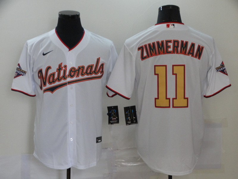 Men's Washington Nationals #11 Ryan Zimmerman Nike White 2020 Gold Program Cool Base Baseball Jersey