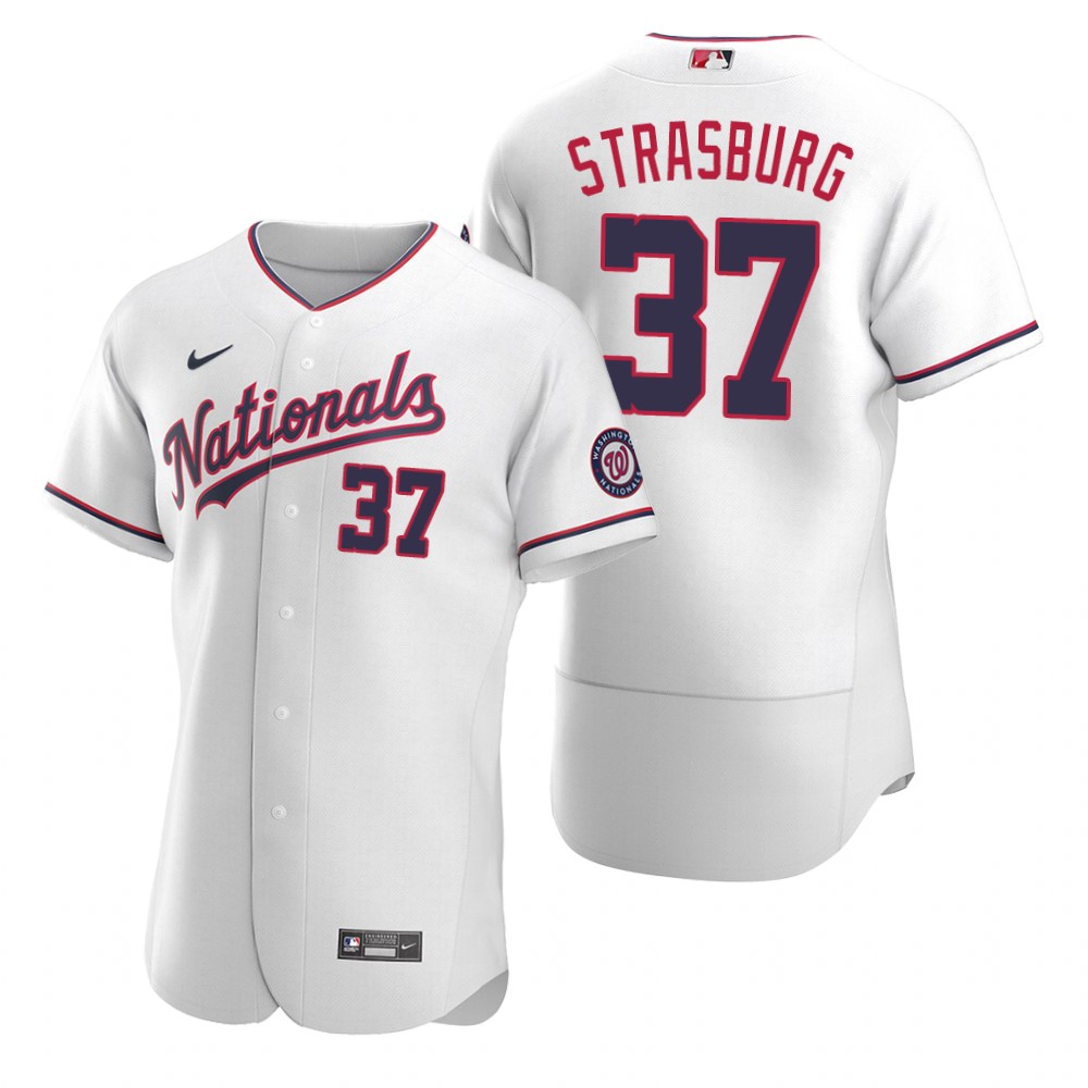 Men's Washington Nationals #37 Stephen Strasburg Nike White Authentic 2020 Alternate Jersey