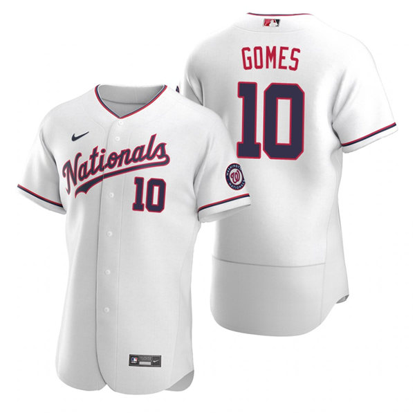 Men's Washington Nationals #10 Yan Gomes Nike White Authentic 2020 Alternate Jersey