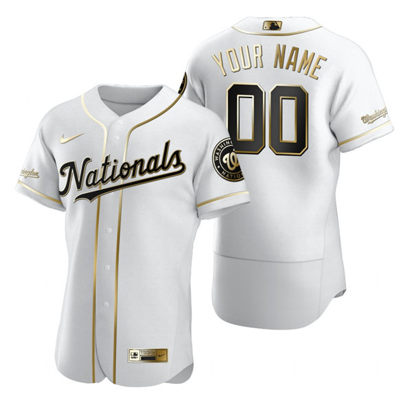 Men's Washington Nationals Custom Nike White Stitched MLB Flex Base Golden Edition Jersey
