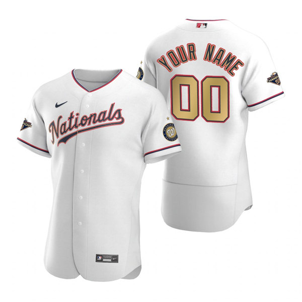 Washington Nationals Custom Nike White 2020 Gold Program Authentic Jersey