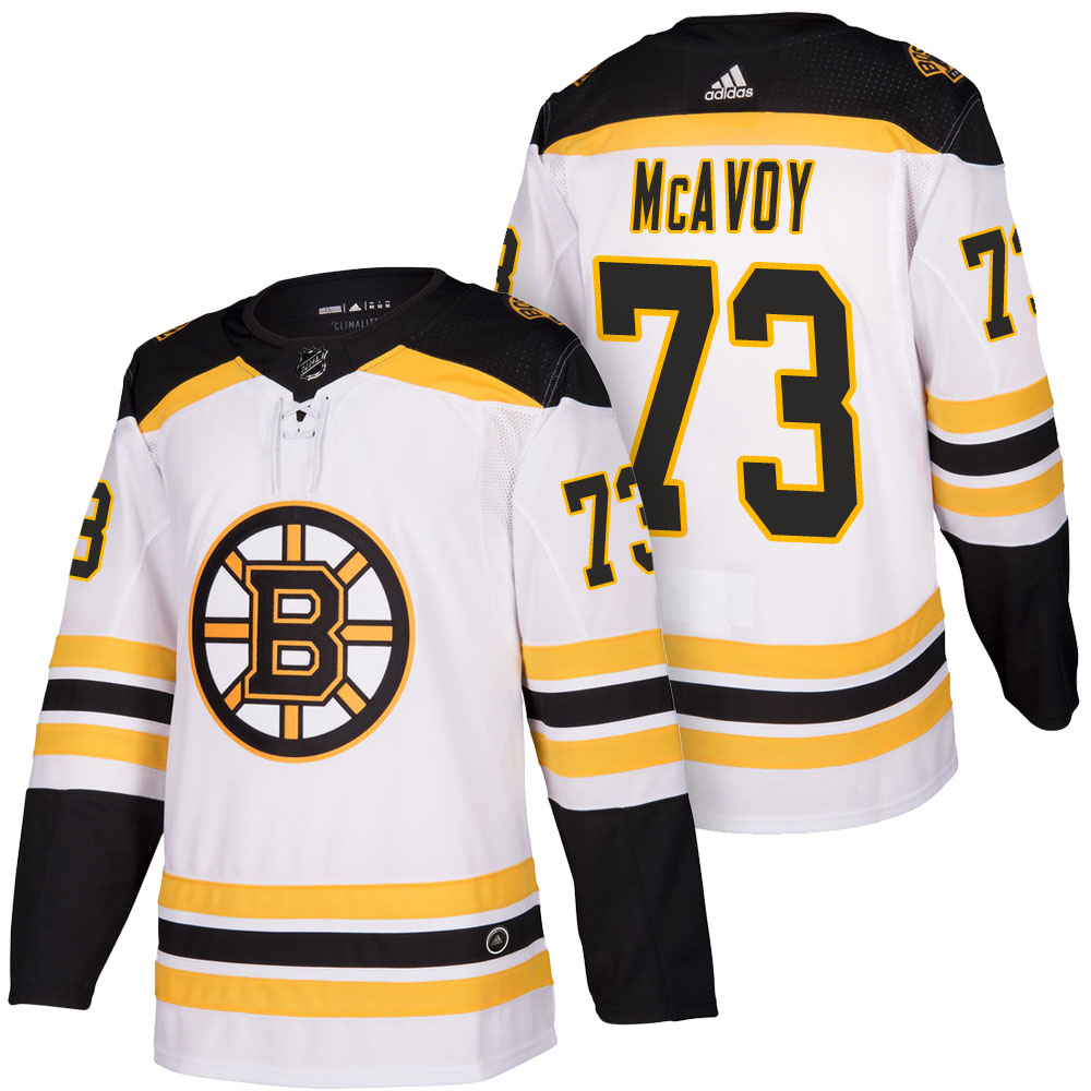 Men's Boston Bruin #73 Charlie McAvoy adidas Away White Jersey