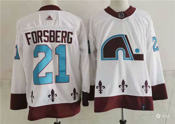 Men's Colorado Avalanche Retired Player #21 Peter Forsberg Adidas White 2021 Season Reverse Retro  Jersey