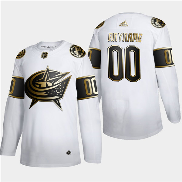 Men's Columbus Blue Jackets Custom Adidas NHL White Golden Edition  Jersey
