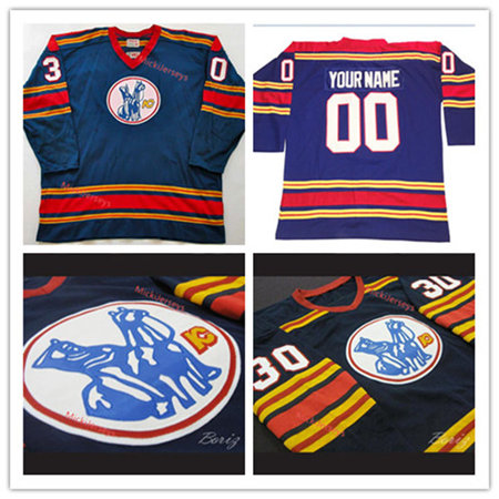 Men's KANSAS CITY SCOUTS Custom 1970's CCM Vintage Navy Hockey Jersey 