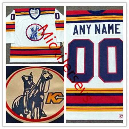 Men's KANSAS CITY SCOUTS Custom 1970's CCM Vintage Home White Hockey Jersey 