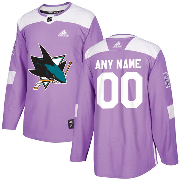 Men's San Jose Sharks Custom adidas Purple Hockey Fights Cancer Jersey