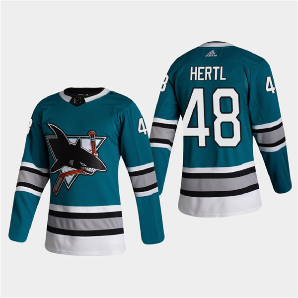 Mens San Jose Sharks #48 Tomas Hertl Teal Adidas 2020-21 Heritage 30th Anniversary Jersey