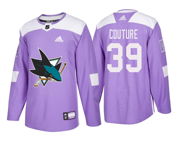 Mens San Jose Sharks #39 Logan Couture adidas Purple Hockey Fights Cancer Jersey