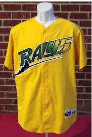 Mens Tampa Bay Devil Rays Custom Yellow Cooperstown Throwback Jersey